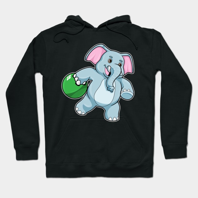 Elephant at Bowling with Bowling ball Hoodie by Markus Schnabel